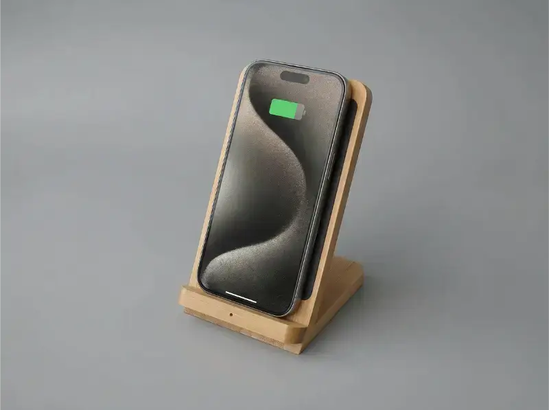 15W Eco-Friendly Bamboo Wireless Charger Stand