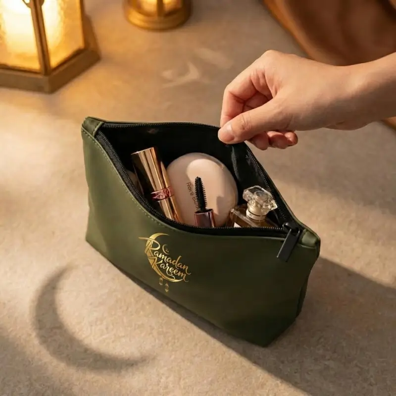 Cosmetic Pouch with Zipper – Soft PU Material