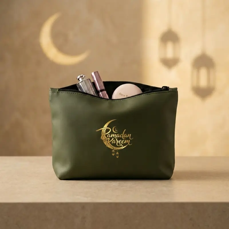 Cosmetic Pouch with Zipper – Soft PU Material