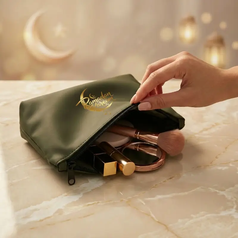 Cosmetic Pouch with Zipper – Soft PU Material