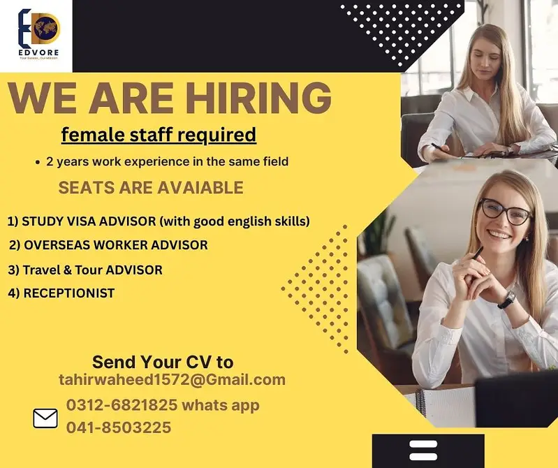 job / need job / study counsellors / receptionist /