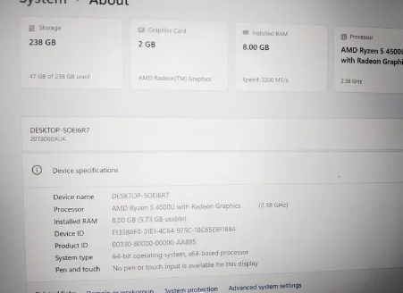 Lenovo Thinkpad E15 Ryzen 5 (6-Core) 15.6 4K Display 2GB Graphic 8/256