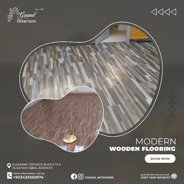 Vinyl flooring wooden laminated pvc spc floor by Grand interiors