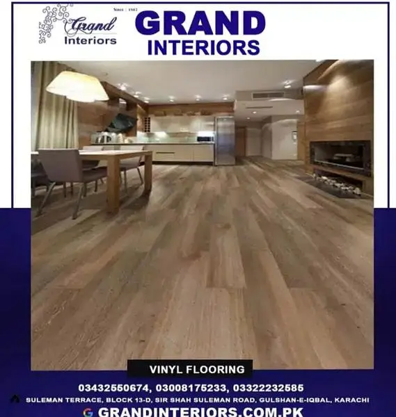 Vinyl flooring wooden laminated pvc spc floor by Grand interiors