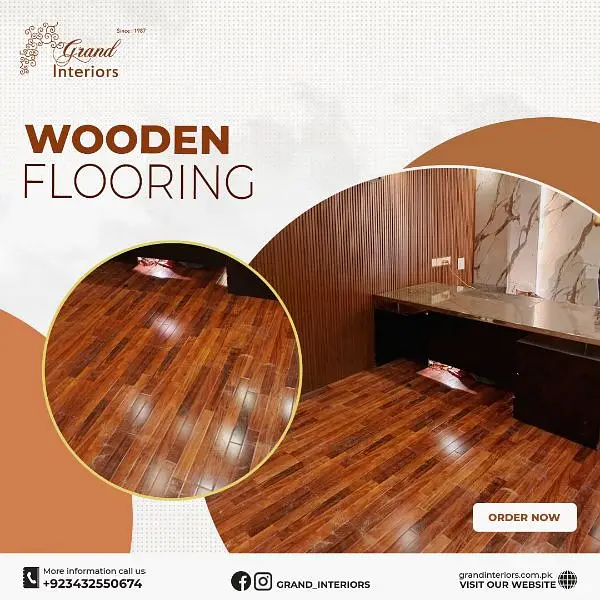 Vinyl flooring wooden laminated pvc spc floor by Grand interiors