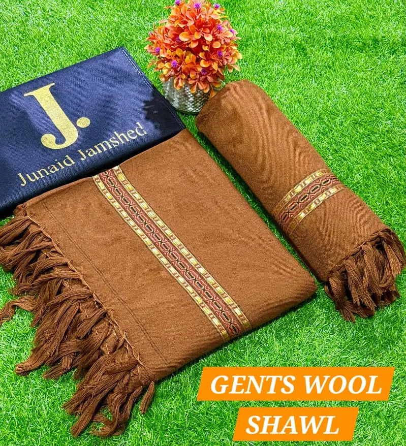 Men’s Wool Shawl | 3 Yard Length | Tassel Border | Premium Quality