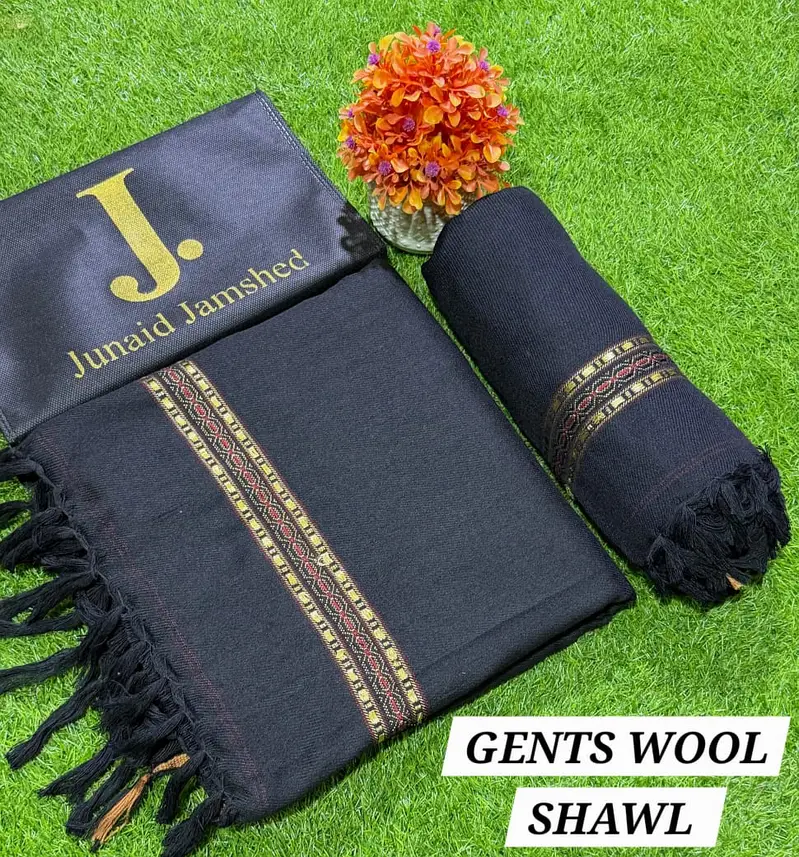 Men’s Wool Shawl | 3 Yard Length | Tassel Border | Premium Quality