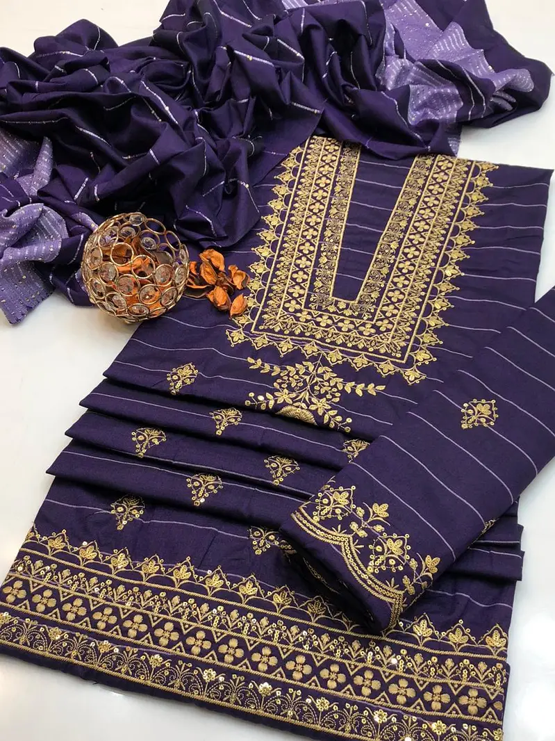 MOST HIT EMBROIDERY & SEQUENCE KHADI UNSTITCED 3pc*