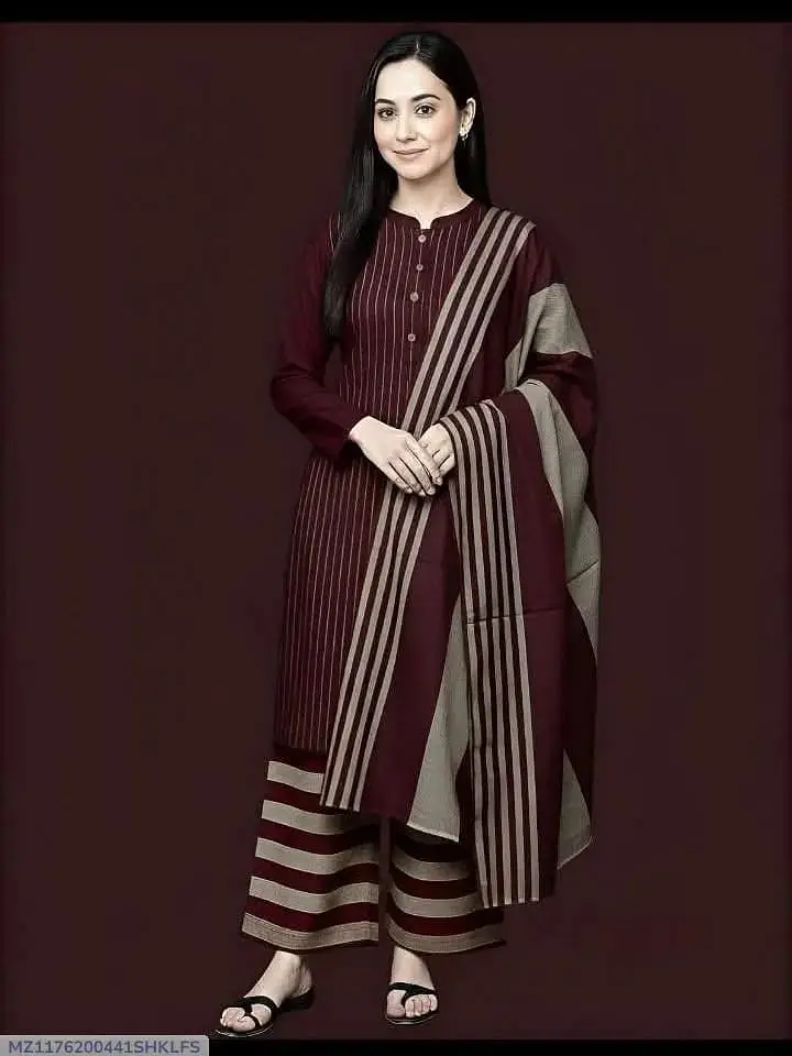 3 Pcs Women's Unstitched Printed Suit / Winter Collection.