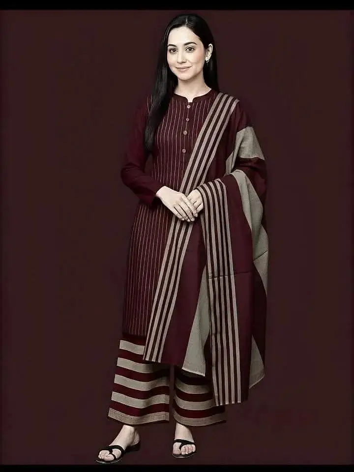 3 Pcs Women's Unstitched Printed Suit / Winter Collection.