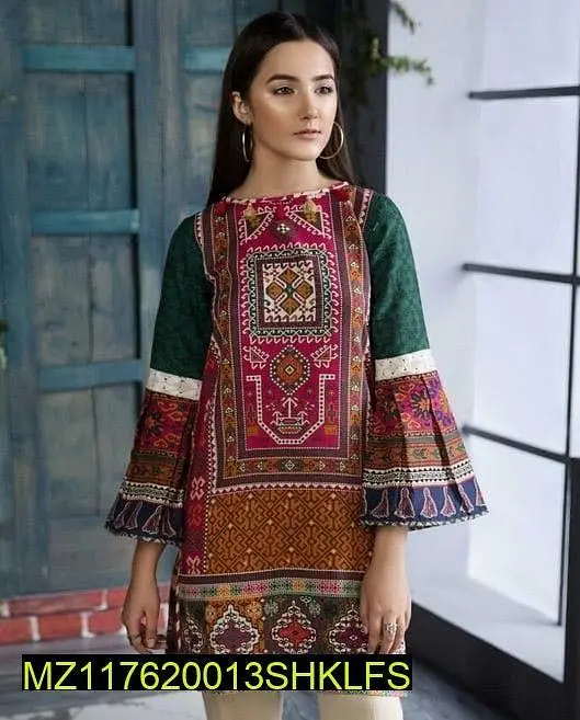 1 pic women’s unstitched Swiss lawn printed shirt