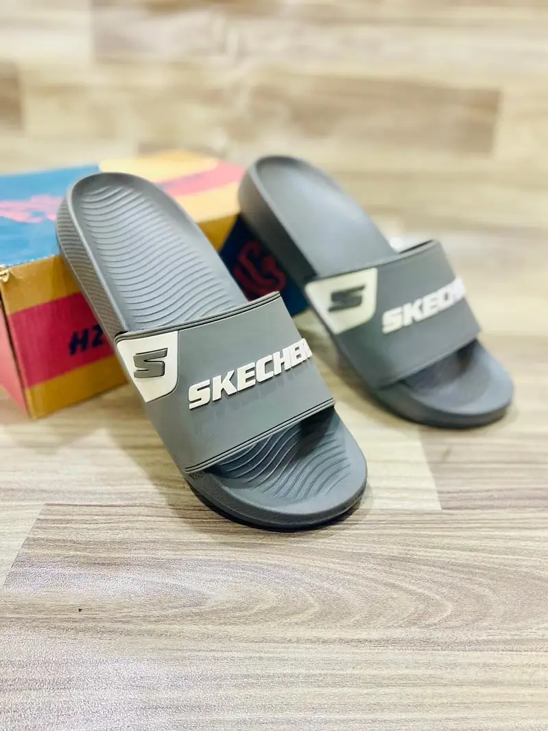 Men's Casual Rubber Slide Slippers - 1 Pair in Grey