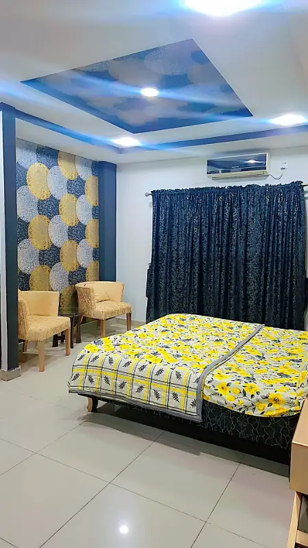 Par Day and short Time full furnish one BeD Room ment Available for rent Bahria Town Phase 6 family apartment