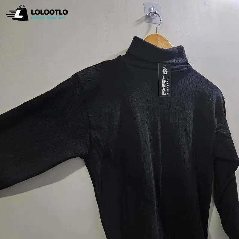 Premium Quality Black Ribbed High Neck for Men Winter, Turtle Neck