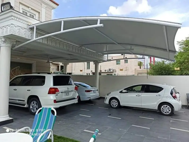 Tensile car parking shade - Pvc Canopy shade - Wall mounted - porch