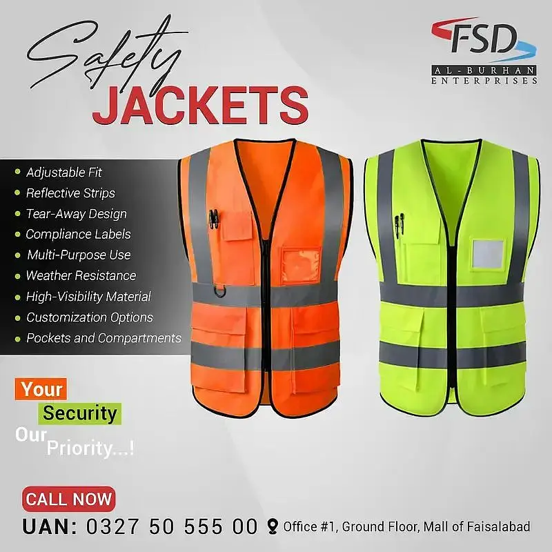 Saftey Security Jacket Reflective Strips High Visibility All Fabrics