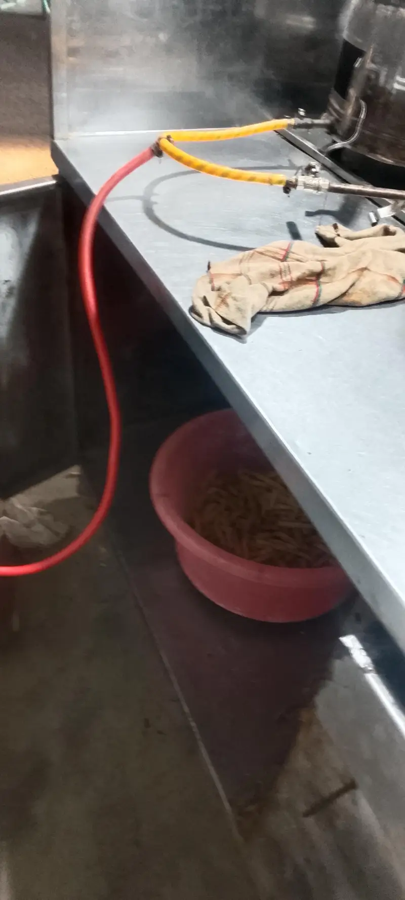 french fries counter and chicken soup conter