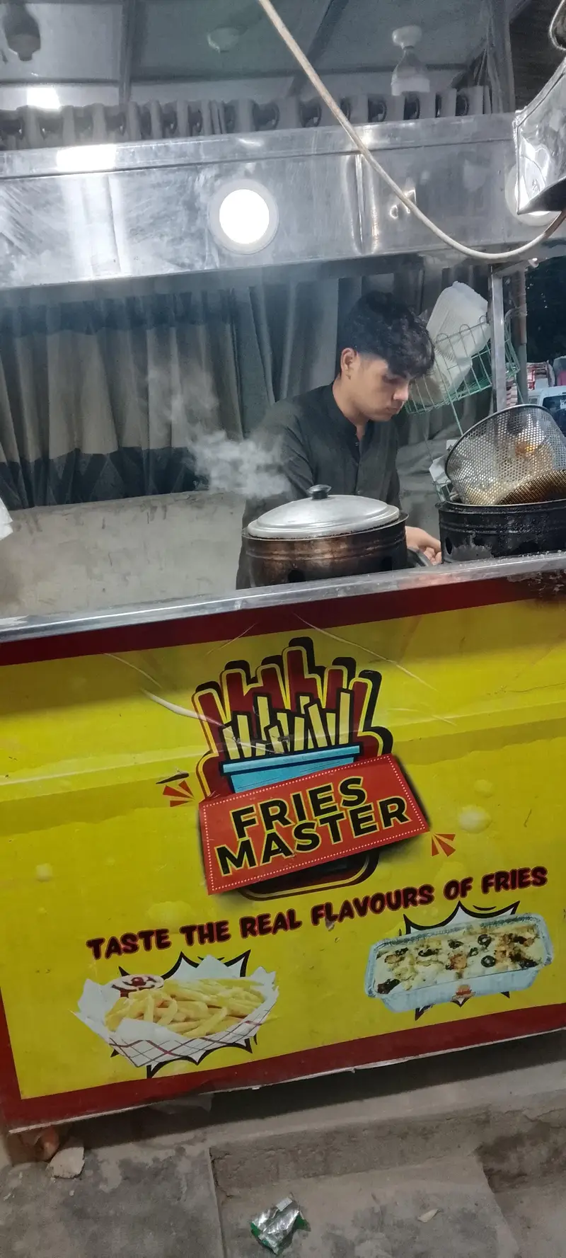 french fries counter and chicken soup conter