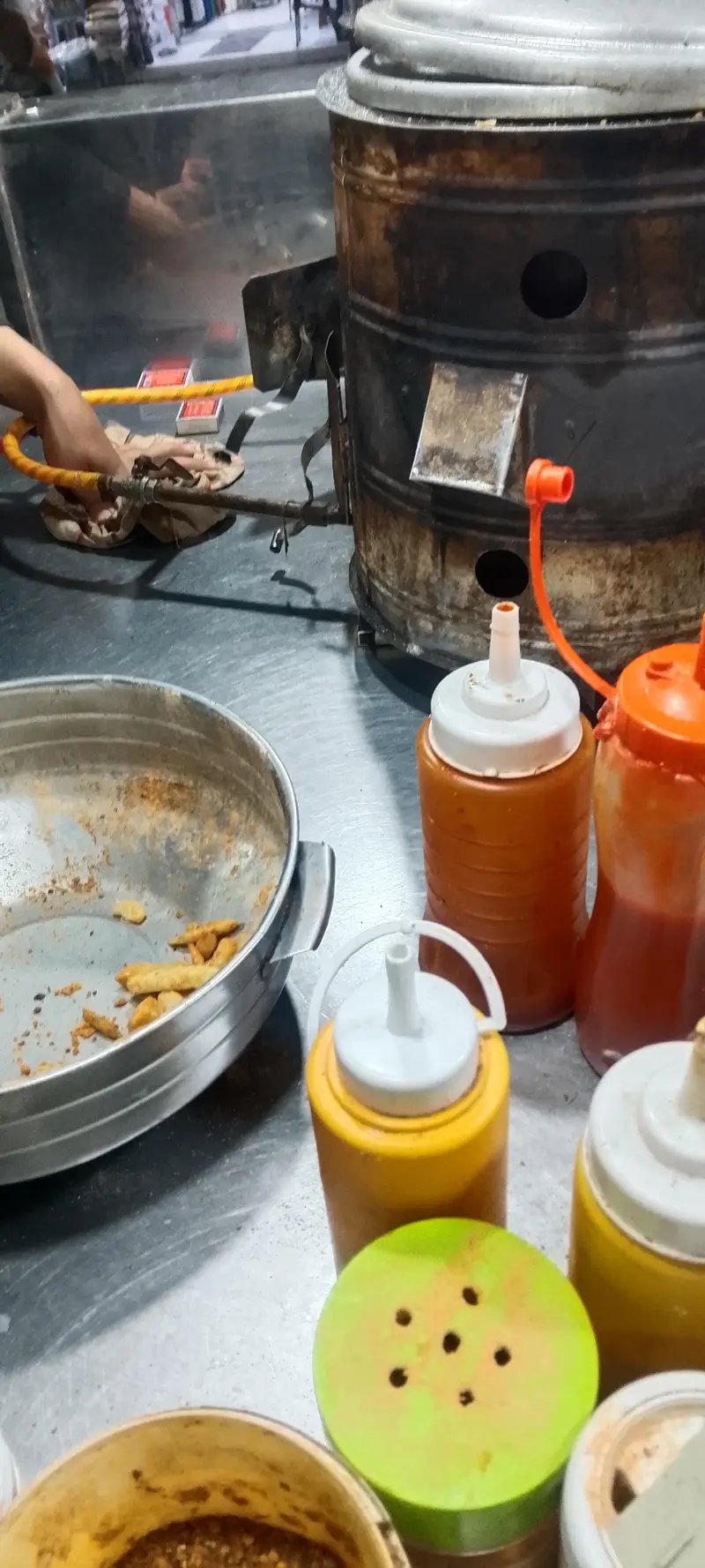 french fries counter and chicken soup conter