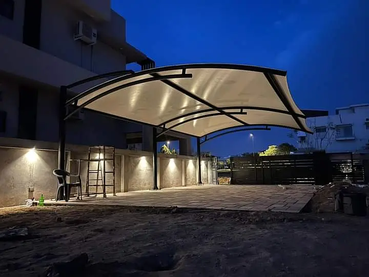 Tensile Car parking shade - Pvc shade - Folding shade - Cafe roofs