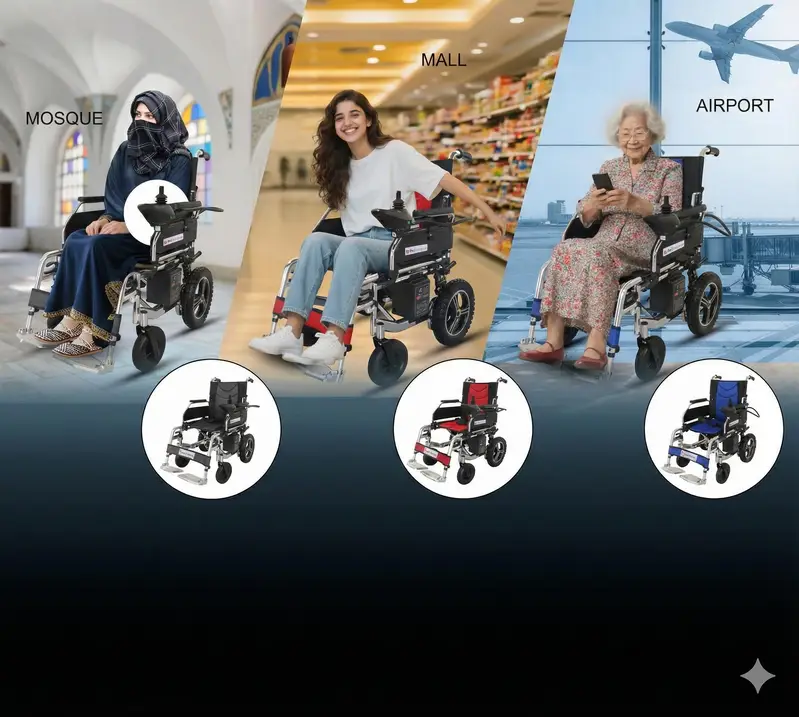 Electric Wheelchair with Joystick Control & Long Battery Life