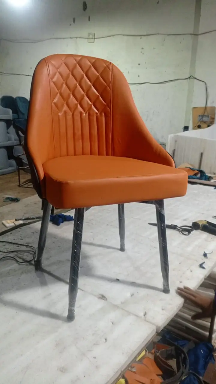 6 seater dining table/UV top table/metal steel chair/luxury dining set