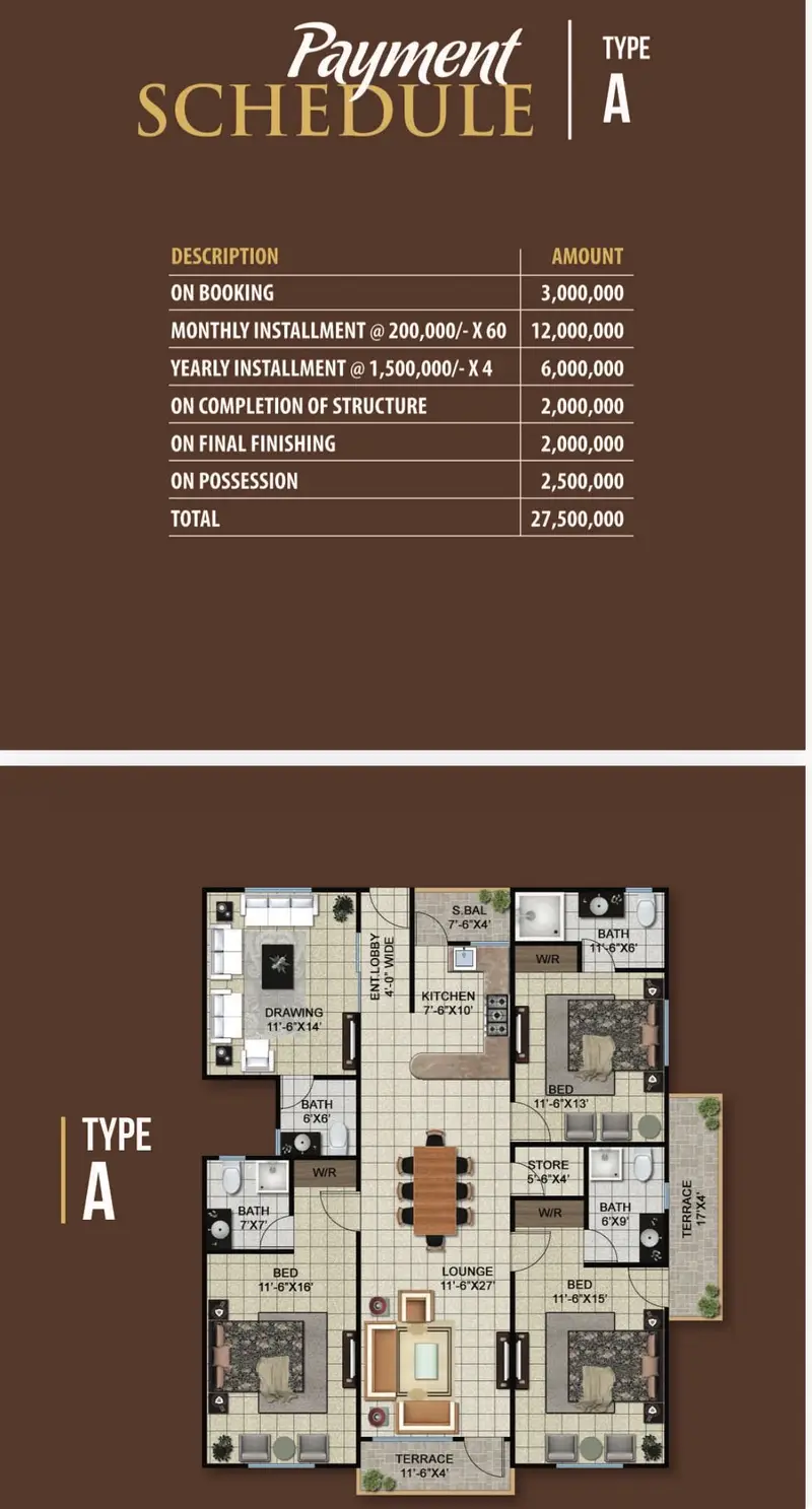 On Booking Fariha Enclave 2 Or 3 Bed DD Flat Opposite Saima Jinnah Icon Mall