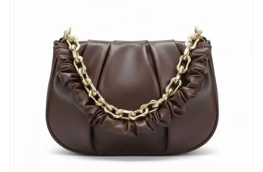 Elegant Black Ruched Chain Shoulder Bag for Women