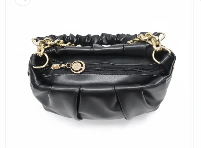 Elegant Black Ruched Chain Shoulder Bag for Women