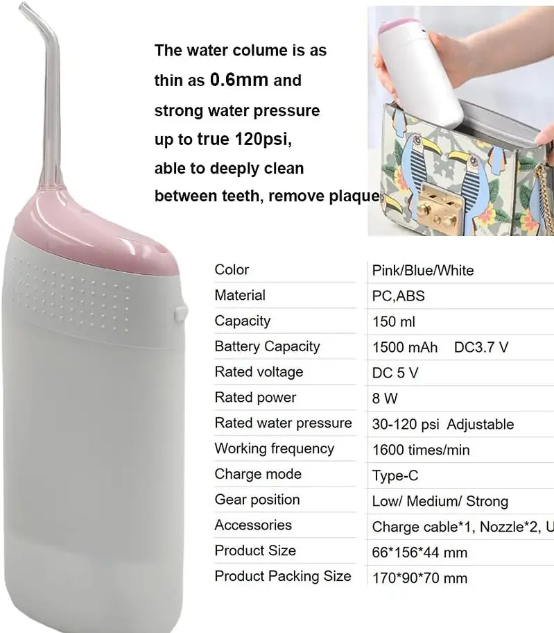 Jomocare Water Flosser for Teeth Portable Oral Irrigator 120psi Water