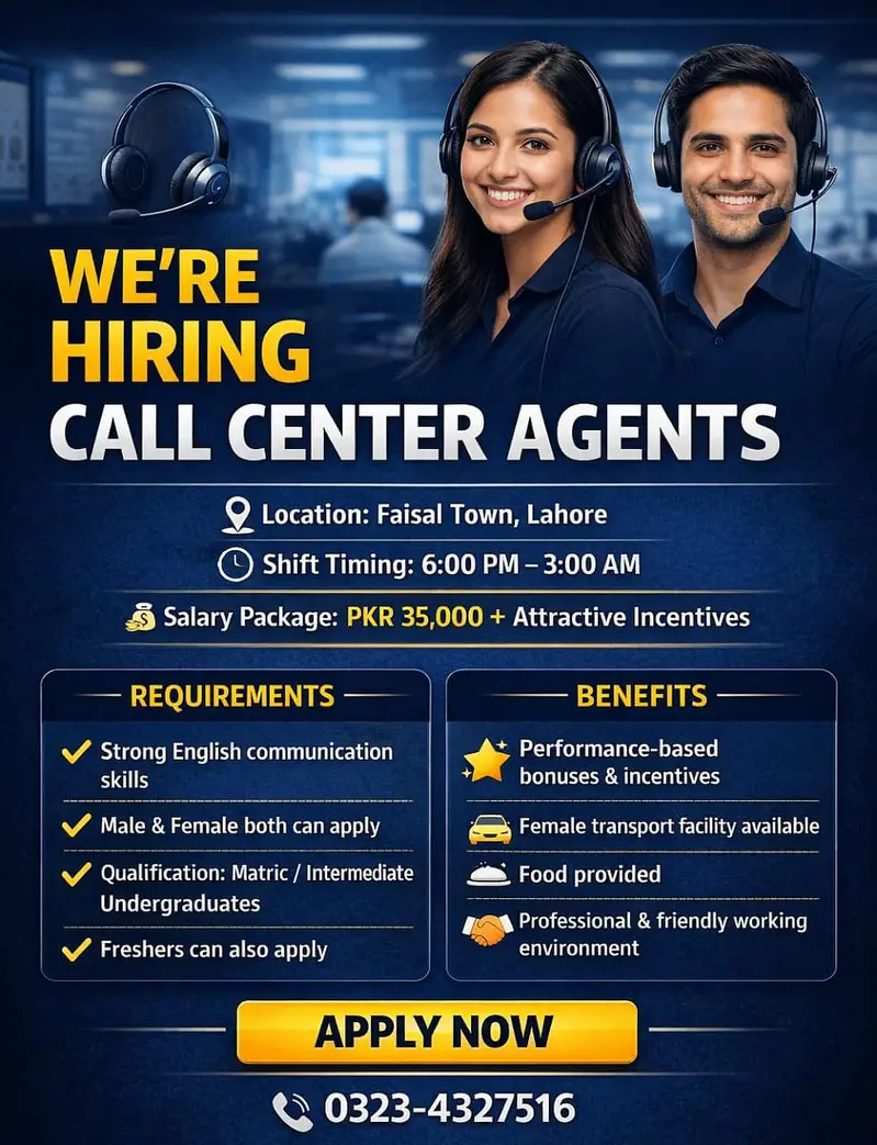 Call Center Job || Male & Female || Night Shift Job || Office Job