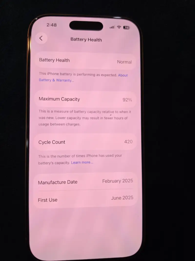 Iphone 16 Pro | PTA approved | 256Gb | 92% Health |