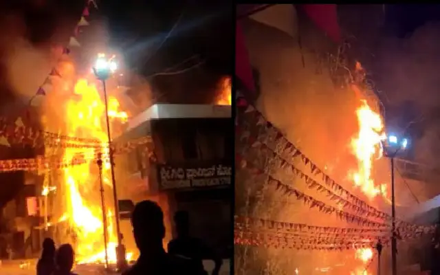 Fire Ravages Gandhi Bazaar Cloth Market In Shivamogga