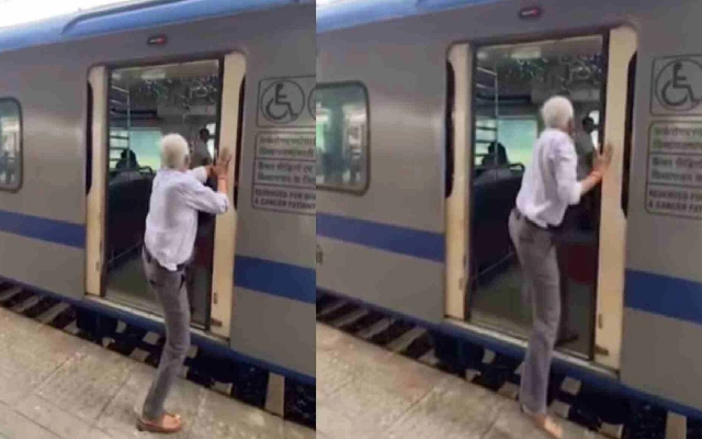 Elderly Man Caught on Camera Risking His Life to Board Mumbai Local ...