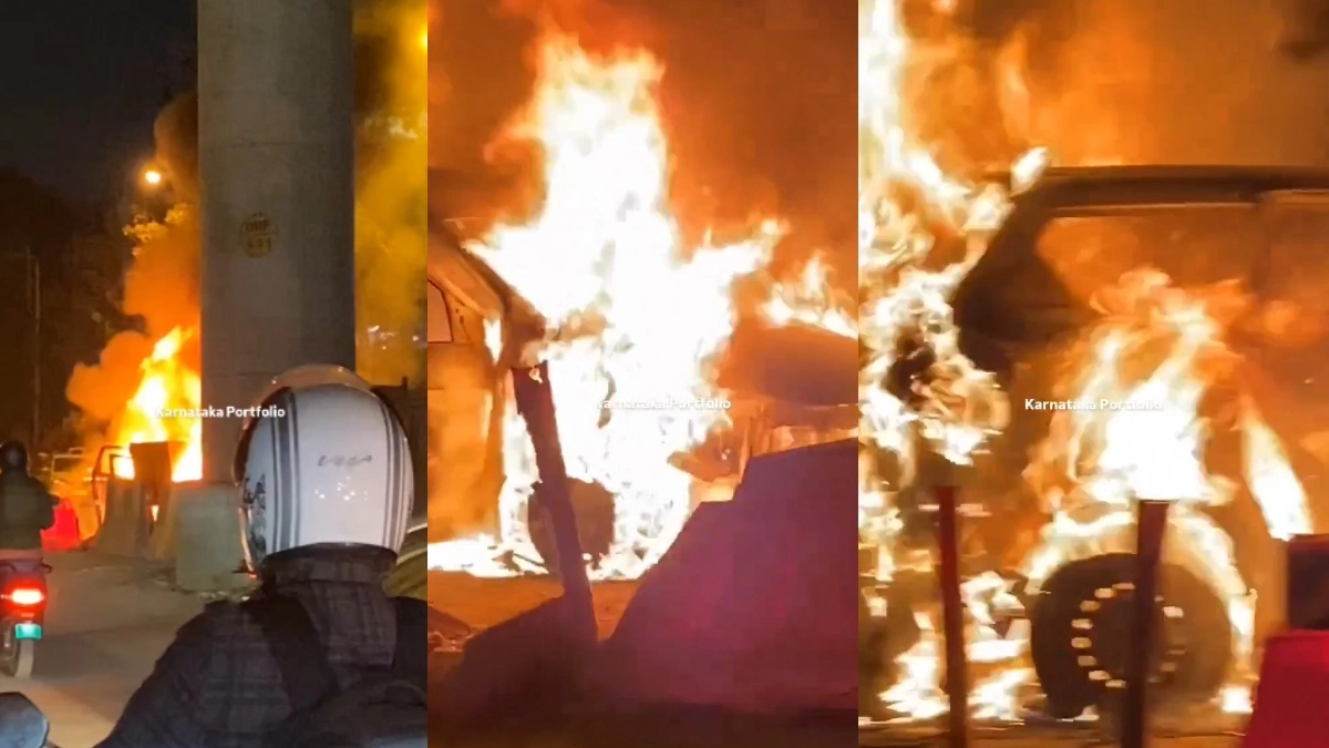 Car bursts into flames on Outer Ring Road, causing major traffic jam ...