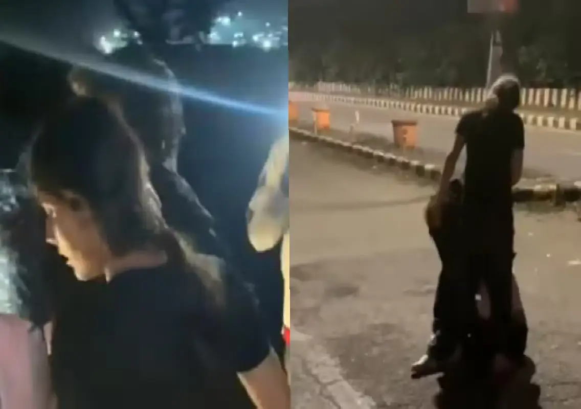Late-night chaos: Drunk woman creates scene on road, sparks outrage ...
