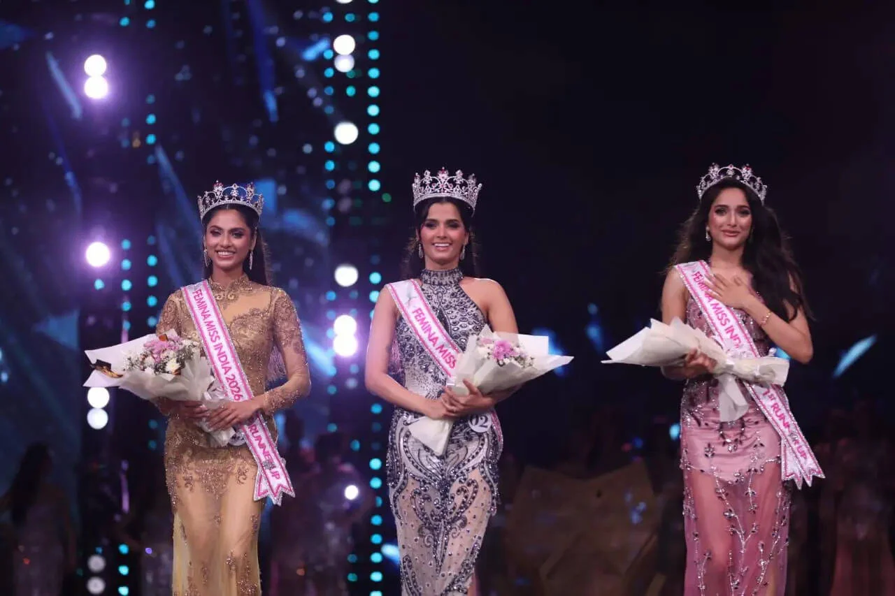 Femina Miss India 2nd Runner up Sree Advaita, Femina Miss India World 2026 Sadhvi Sail and Femina Miss India 1st Runner up Rajnandini Pawar