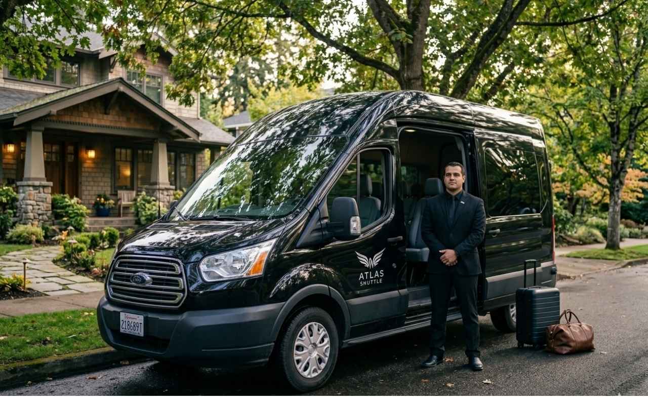 Airport shuttle vehicle in Lake Oswego