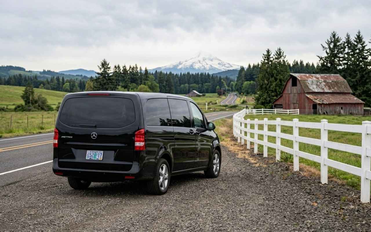 Airport shuttle vehicle in Boring
