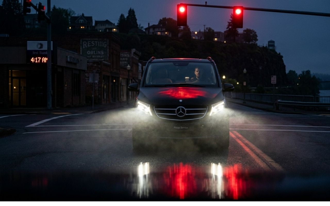 Early morning airport shuttle