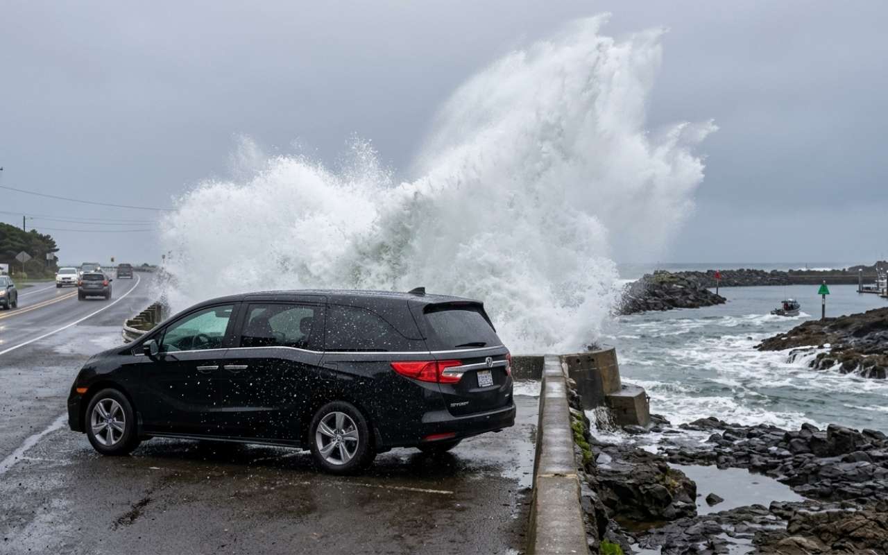 Airport shuttle vehicle in Depoe Bay