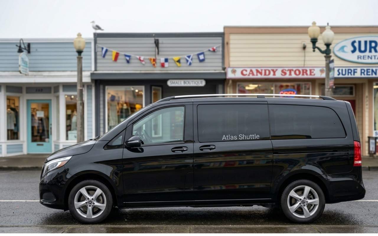 Airport shuttle vehicle in Seaside