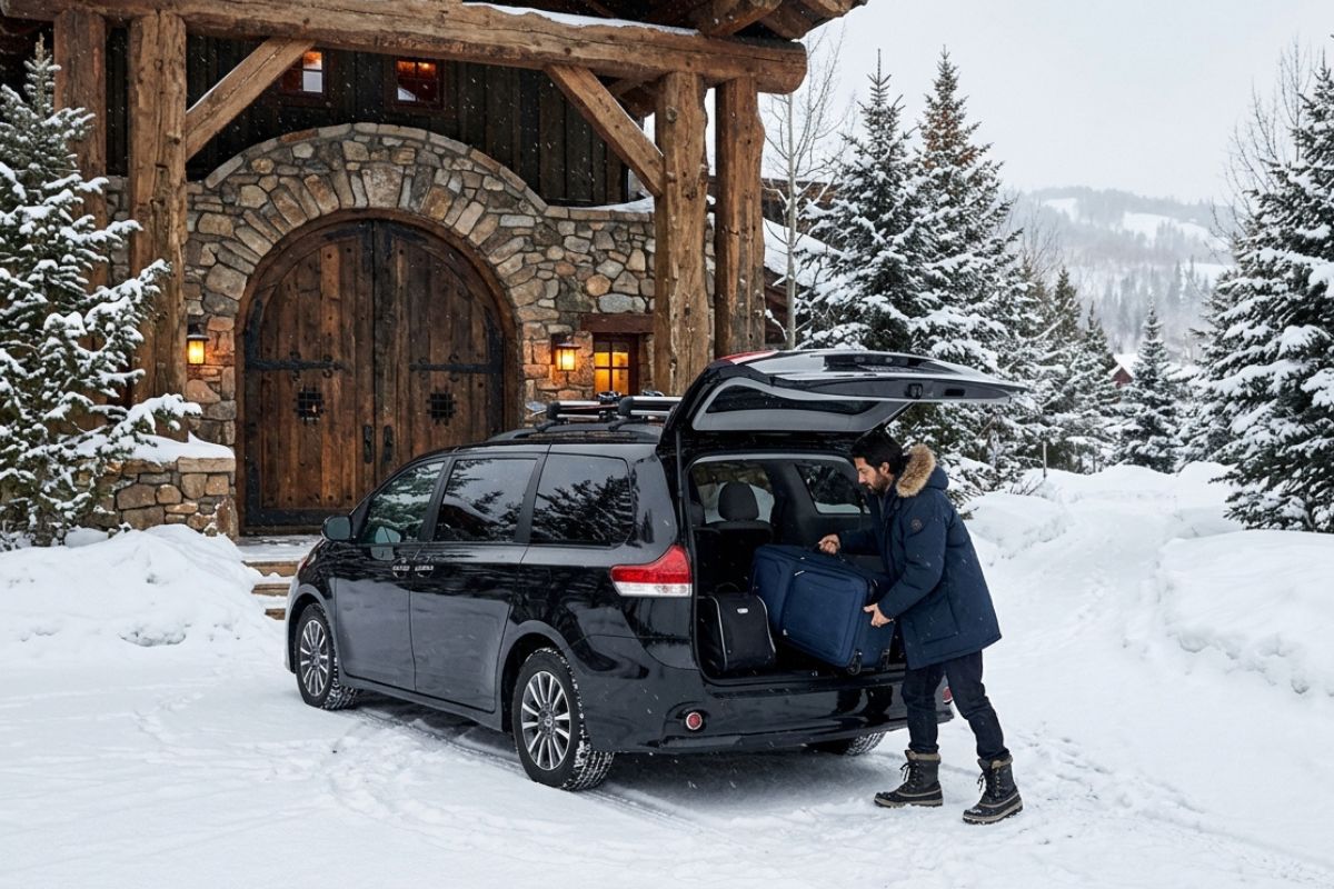 Airport shuttle vehicle in Timberline Lodge