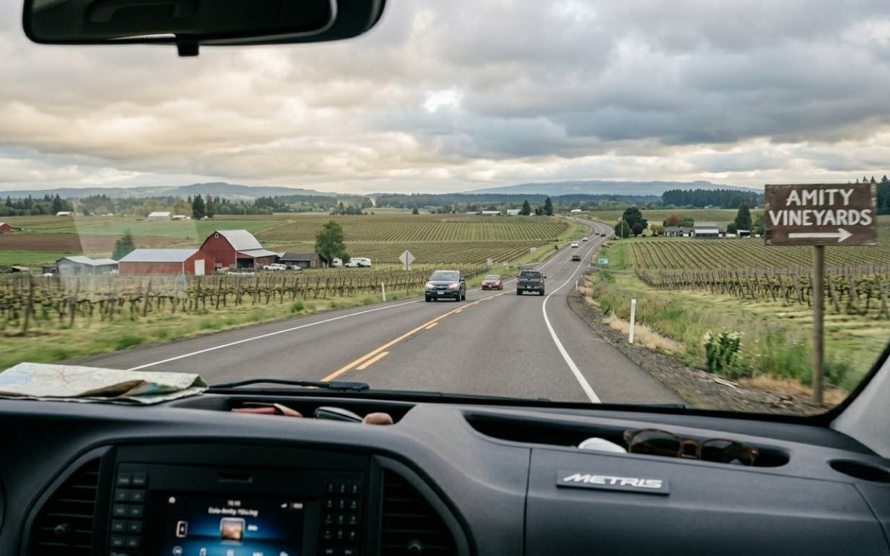 Route from Amity to PDX