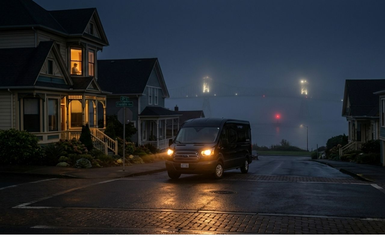Early morning airport shuttle