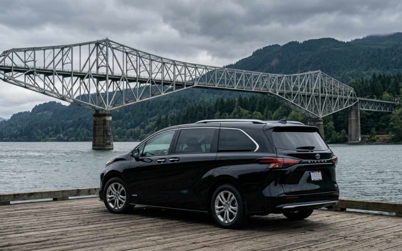Airport shuttle vehicle in Cascade Locks