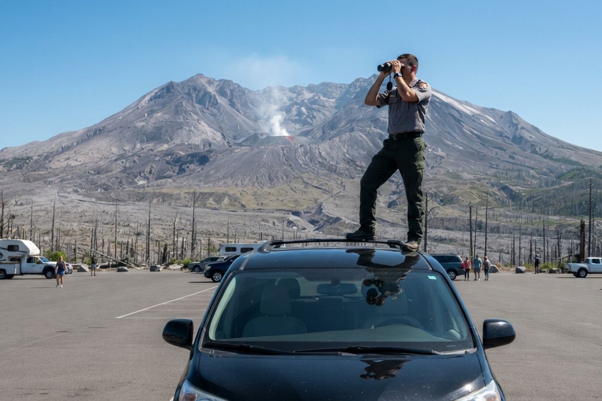 Airport shuttle vehicle in Mount St Helens