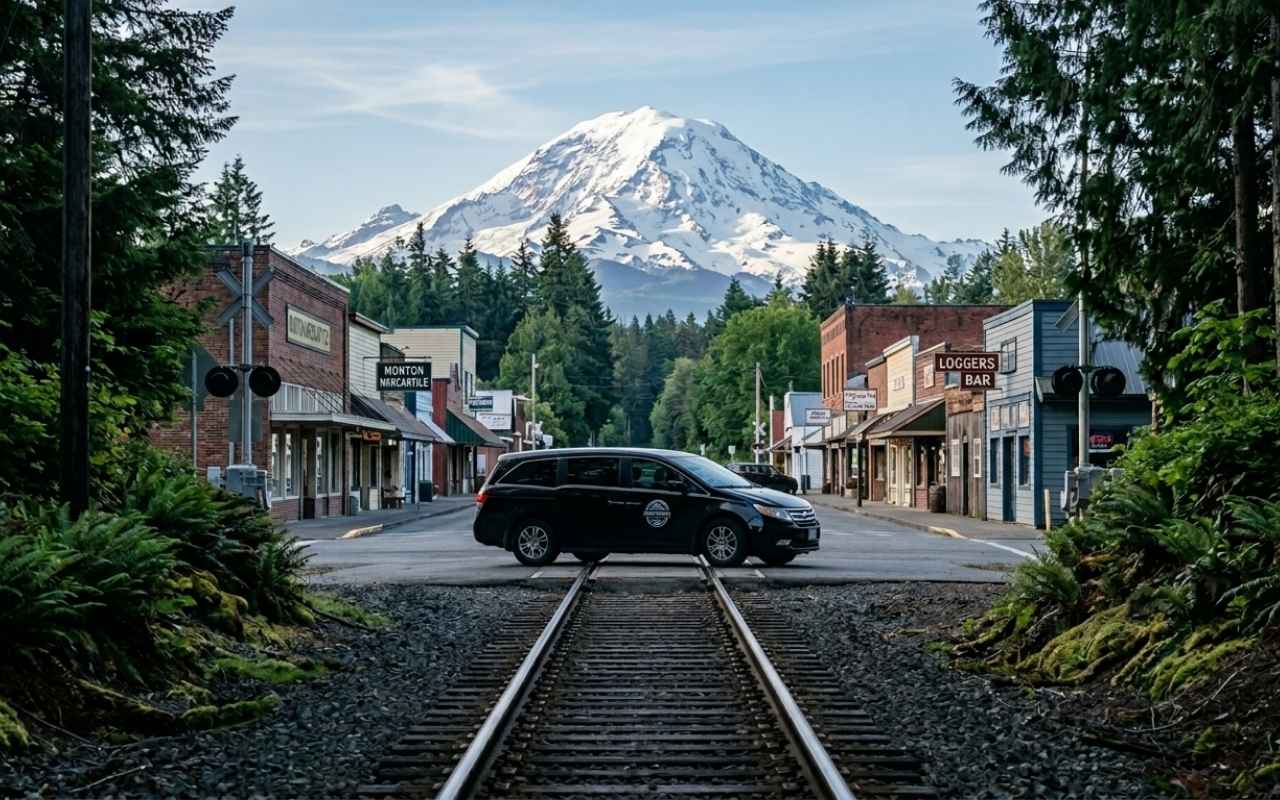 Airport shuttle vehicle in Morton