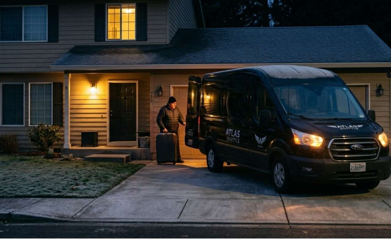 Early morning airport shuttle