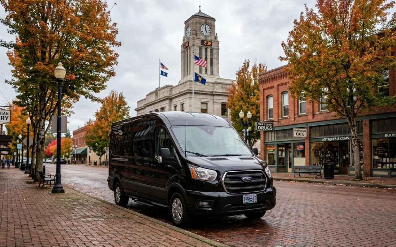 Airport shuttle vehicle in Dallas
